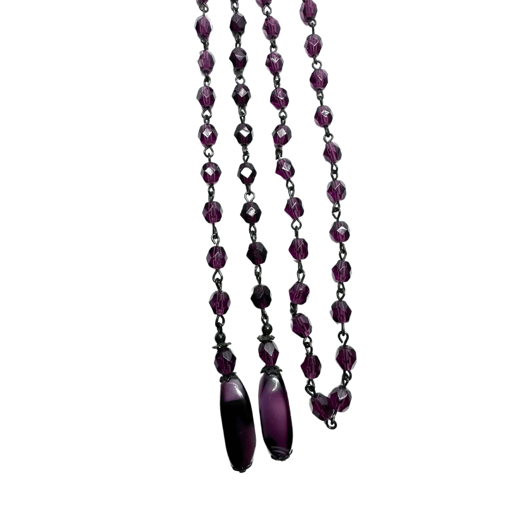 Amethyst Faceted Bead Necklace with No Clasp