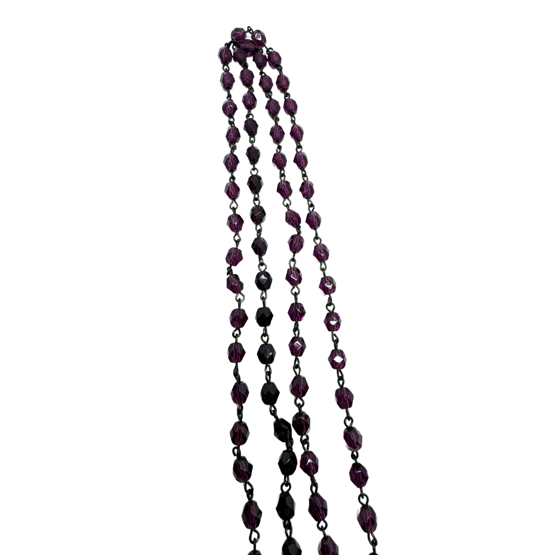 Amethyst Faceted Bead Necklace with No Clasp