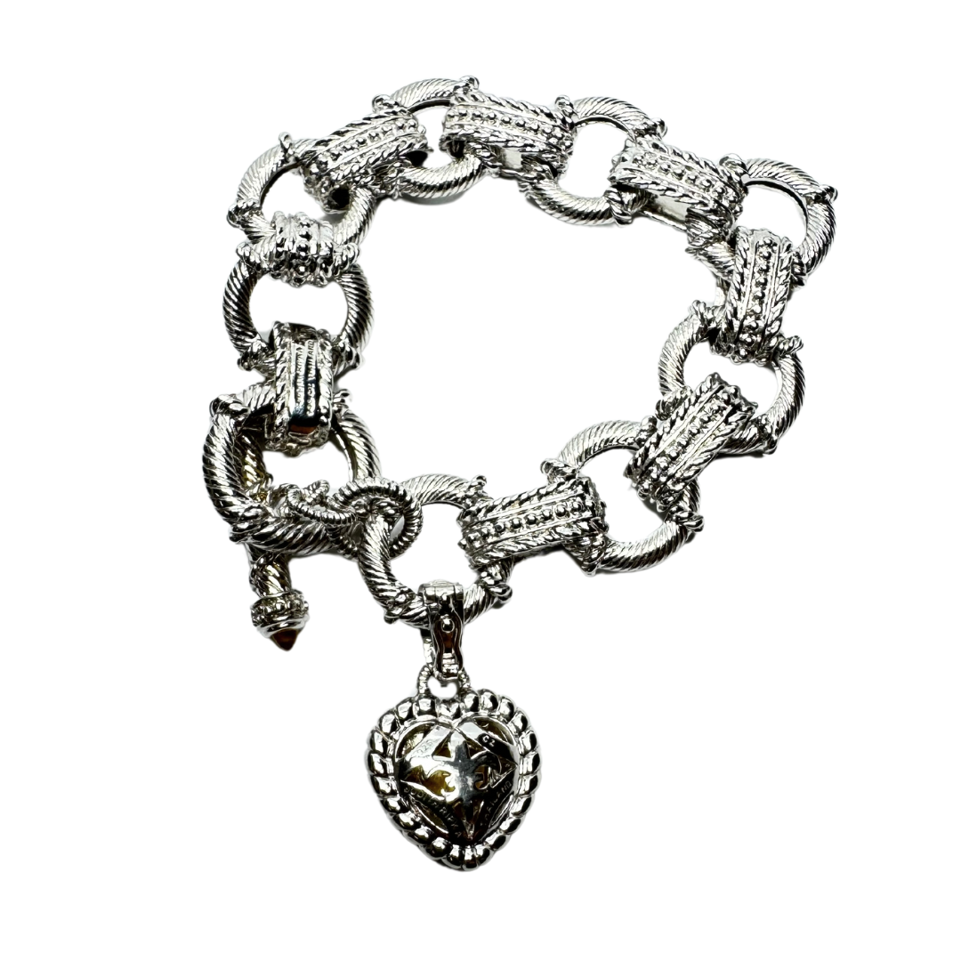 Judith Ripka SS CZ Citrine Heart Charm Toggle Bracelet