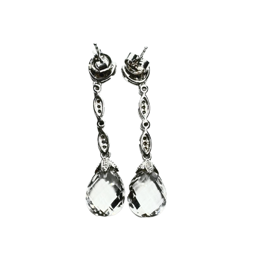 SS Marcasite Clear Crystal CZ Drop Post Earrings