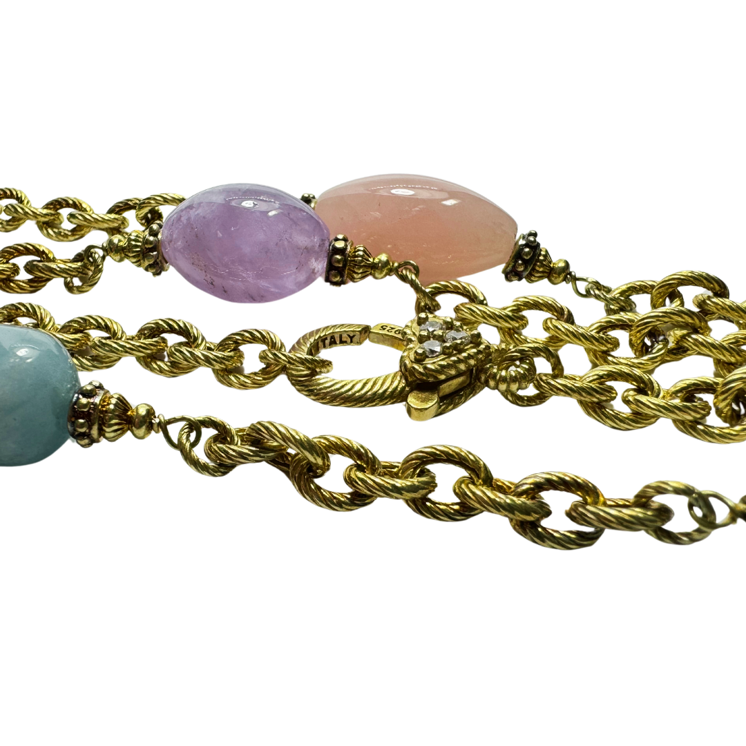 Judith Ripka Multi-Gemstone Vermeil Verona Rainbow Nugget Chain Necklace