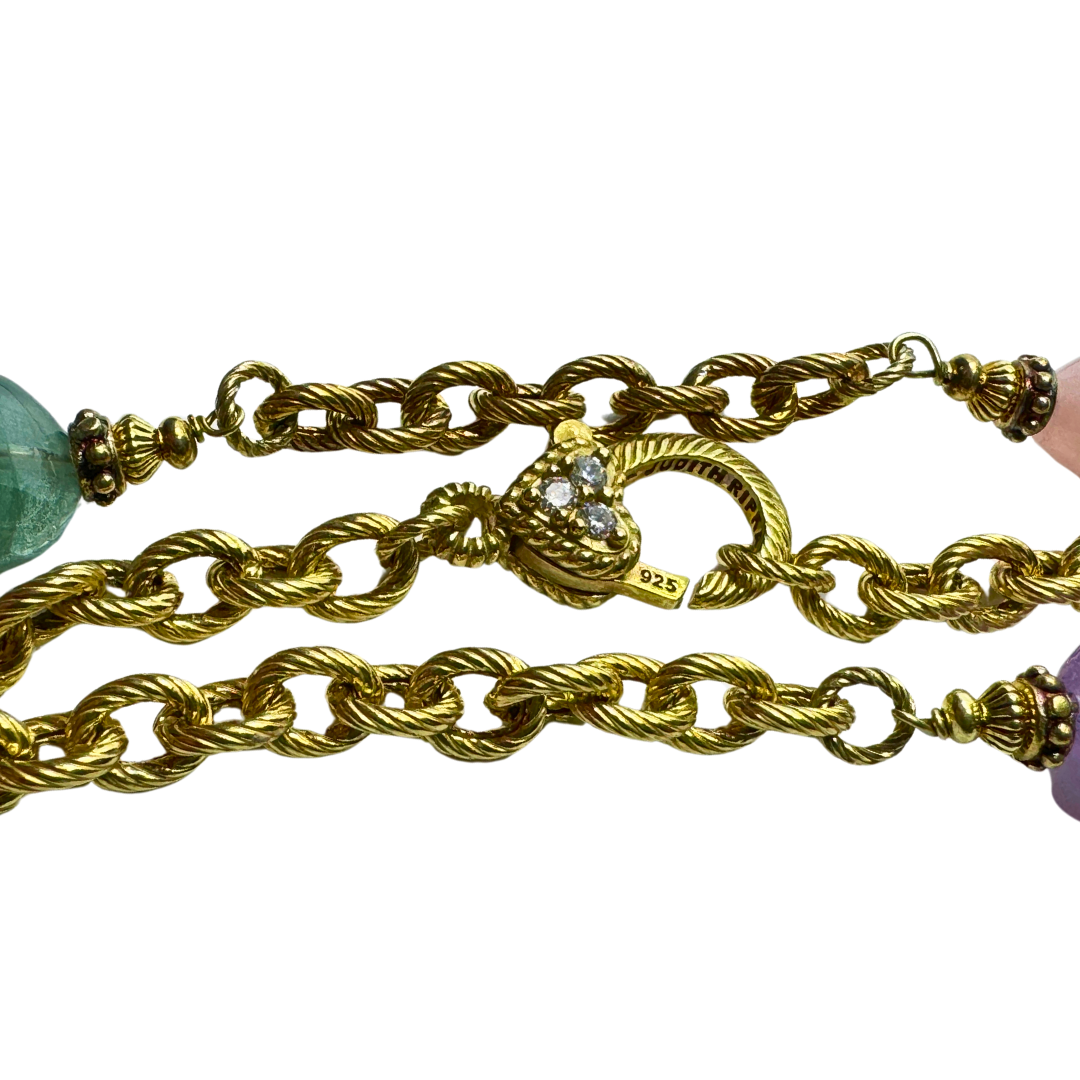 Judith Ripka Multi-Gemstone Vermeil Verona Rainbow Nugget Chain Necklace