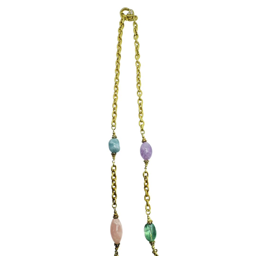 Judith Ripka Multi-Gemstone Vermeil Verona Rainbow Nugget Chain Necklace