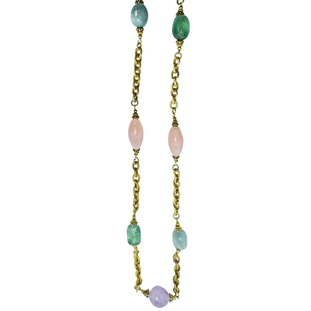 Judith Ripka Multi-Gemstone Vermeil Verona Rainbow Nugget Chain Necklace