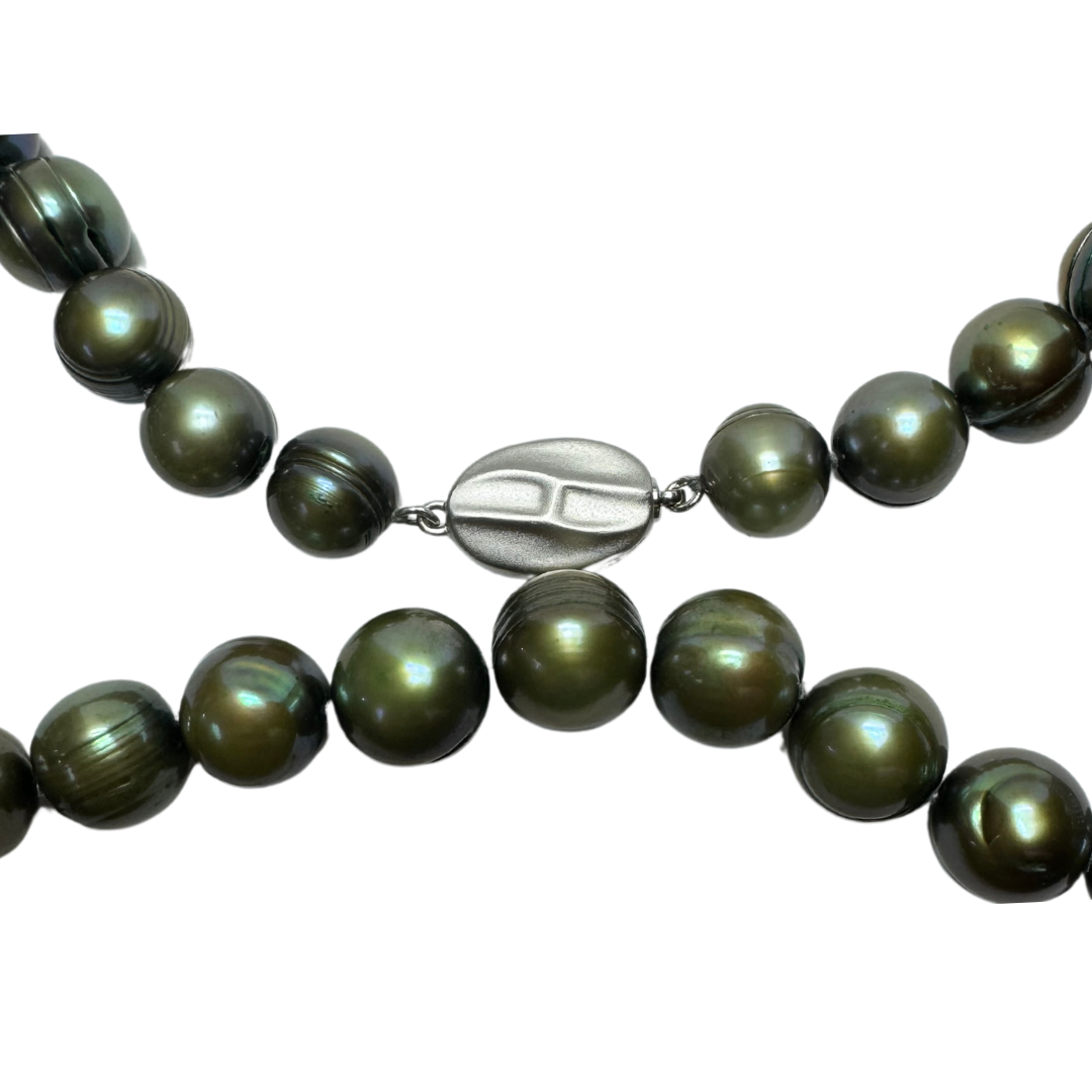 Honora Collection Freshwater Green Pearls with Push Bottom Clasp