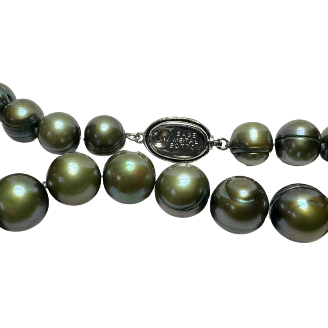 Honora Collection Freshwater Green Pearls with Push Bottom Clasp