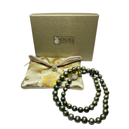 Honora Collection Freshwater Green Pearls with Push Bottom Clasp