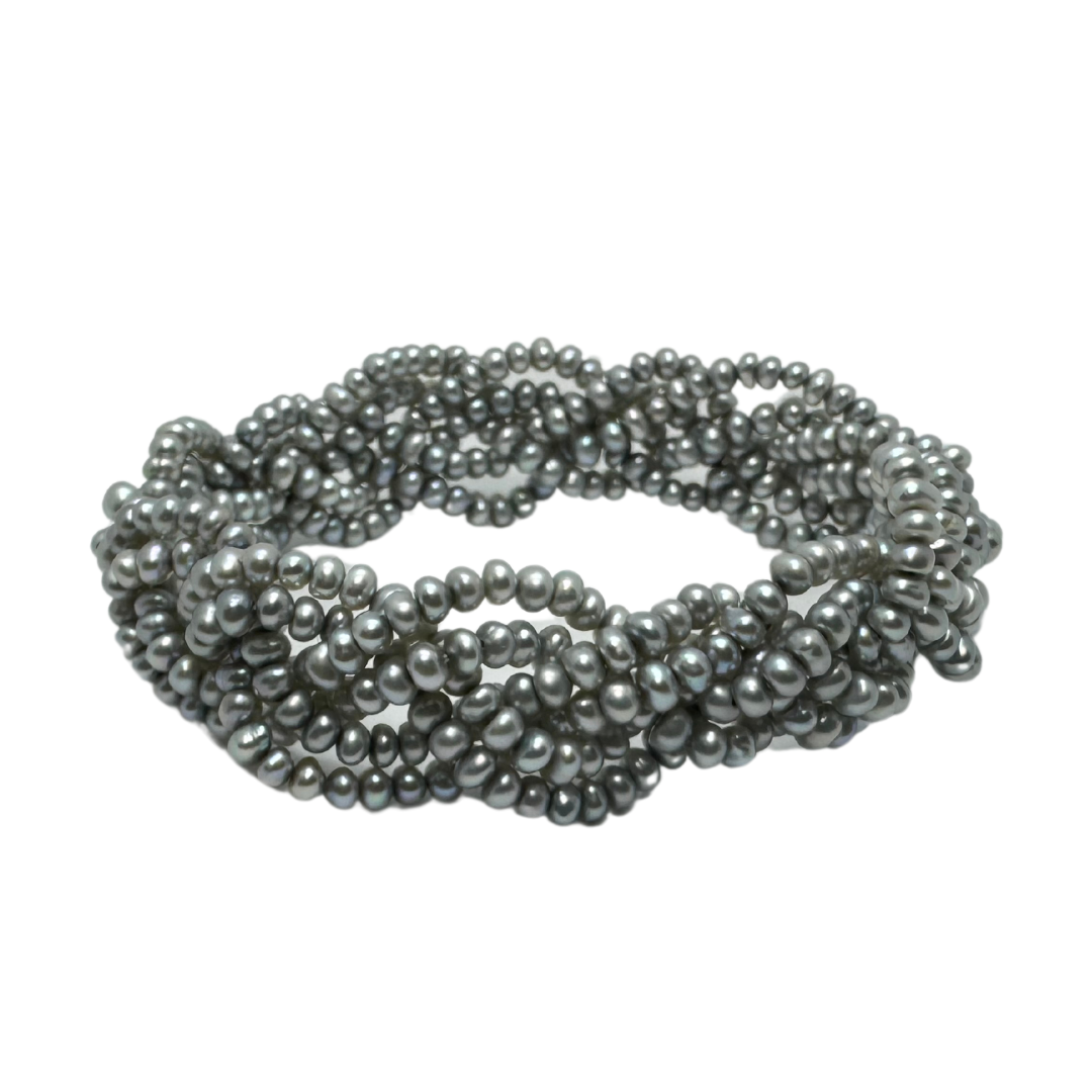 Honora Collection Freshwater Silver Grey Pearls Elastic Bracelet