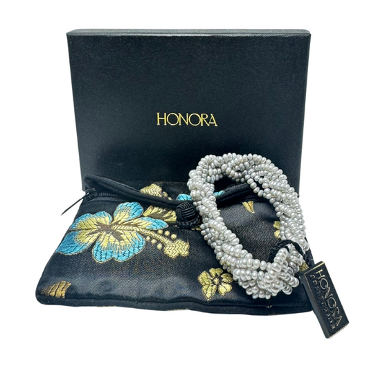 Honora Collection Freshwater Silver Grey Pearls Elastic Bracelet