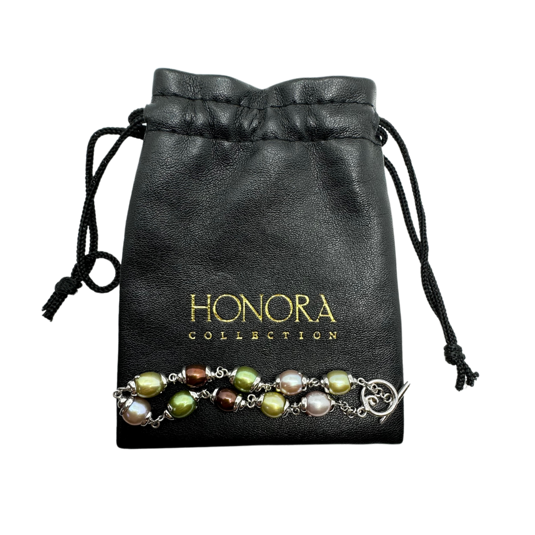 Honora SS Multi Color Pearl Swirl Bracelet With Toggle Clasp