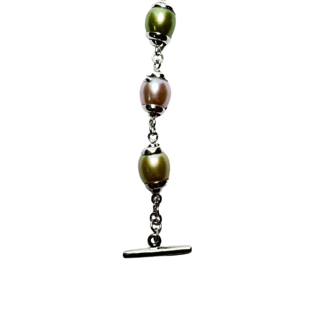 Honora SS Multi Color Pearl Swirl Bracelet With Toggle Clasp