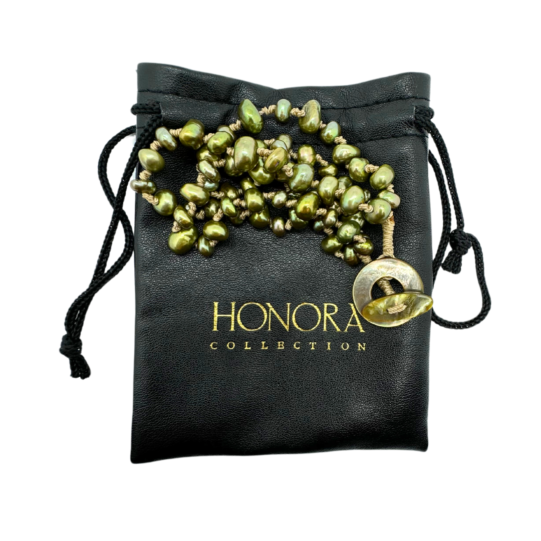 Honora Freshwater Green Pearl Rope Circular Toggle Bracelet