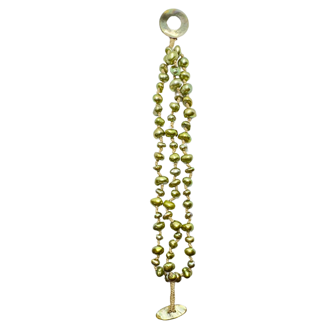 Honora Freshwater Green Pearl Rope Circular Toggle Bracelet