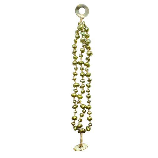 Honora Freshwater Green Pearl Rope Circular Toggle Bracelet