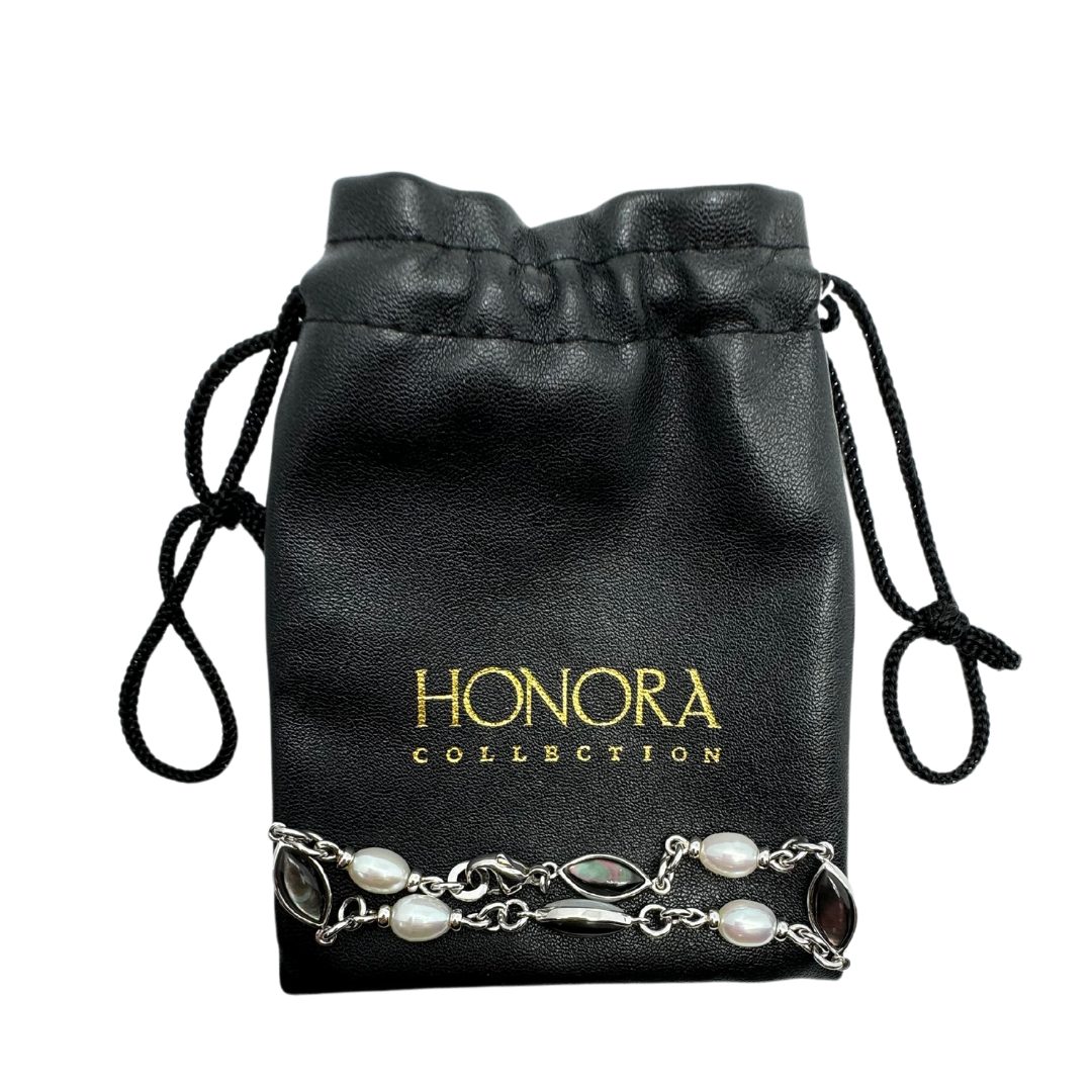 Honora Mother of Pearl and Black Mother of Pearl SS Bracelet