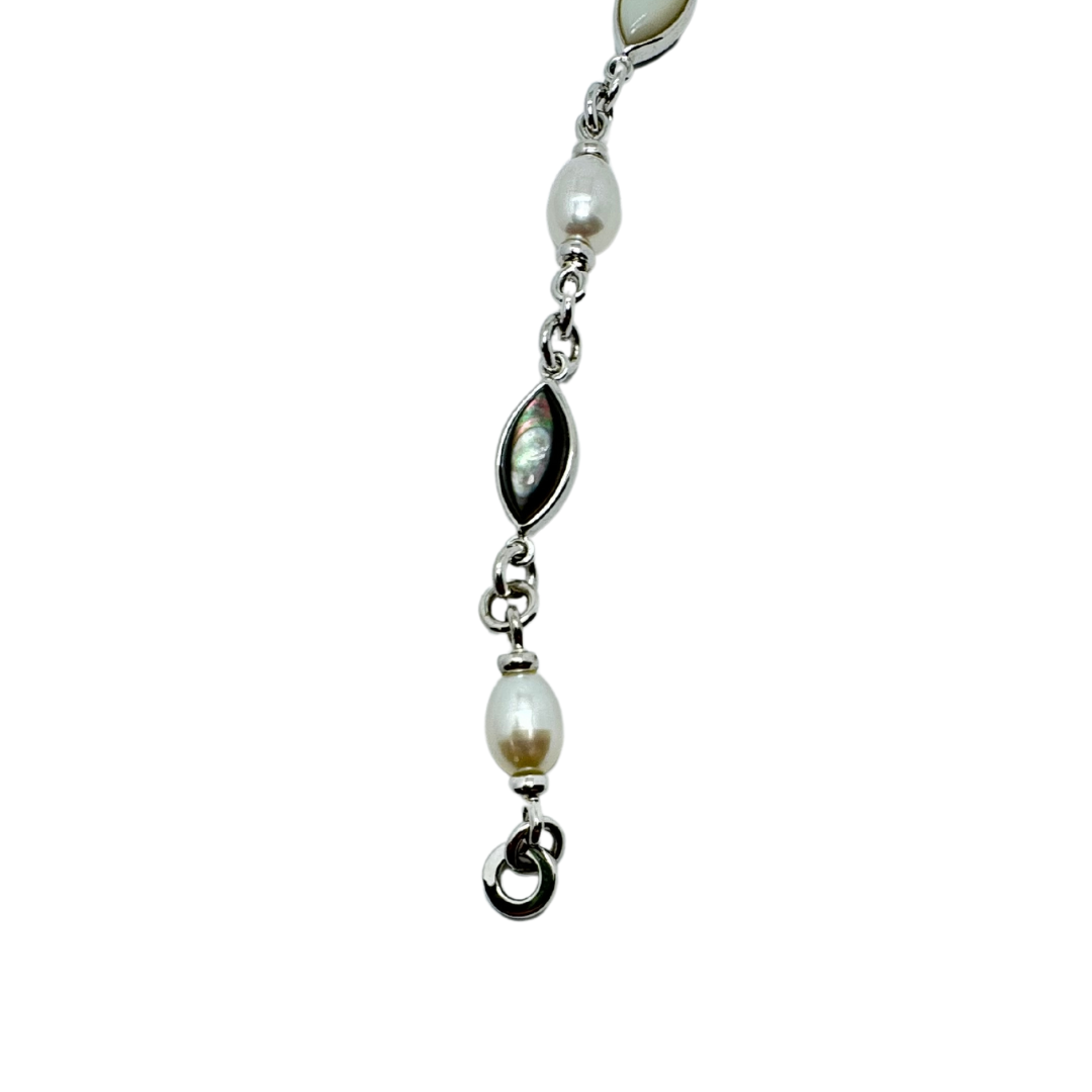 Honora Mother of Pearl and Black Mother of Pearl SS Bracelet