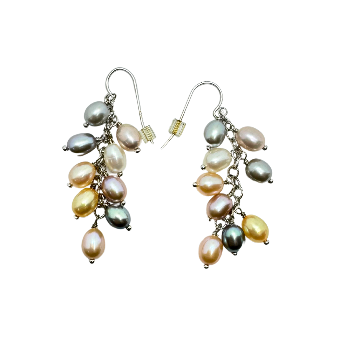 Honora Freshwater Pastel Pearl Cluster SS Earrings