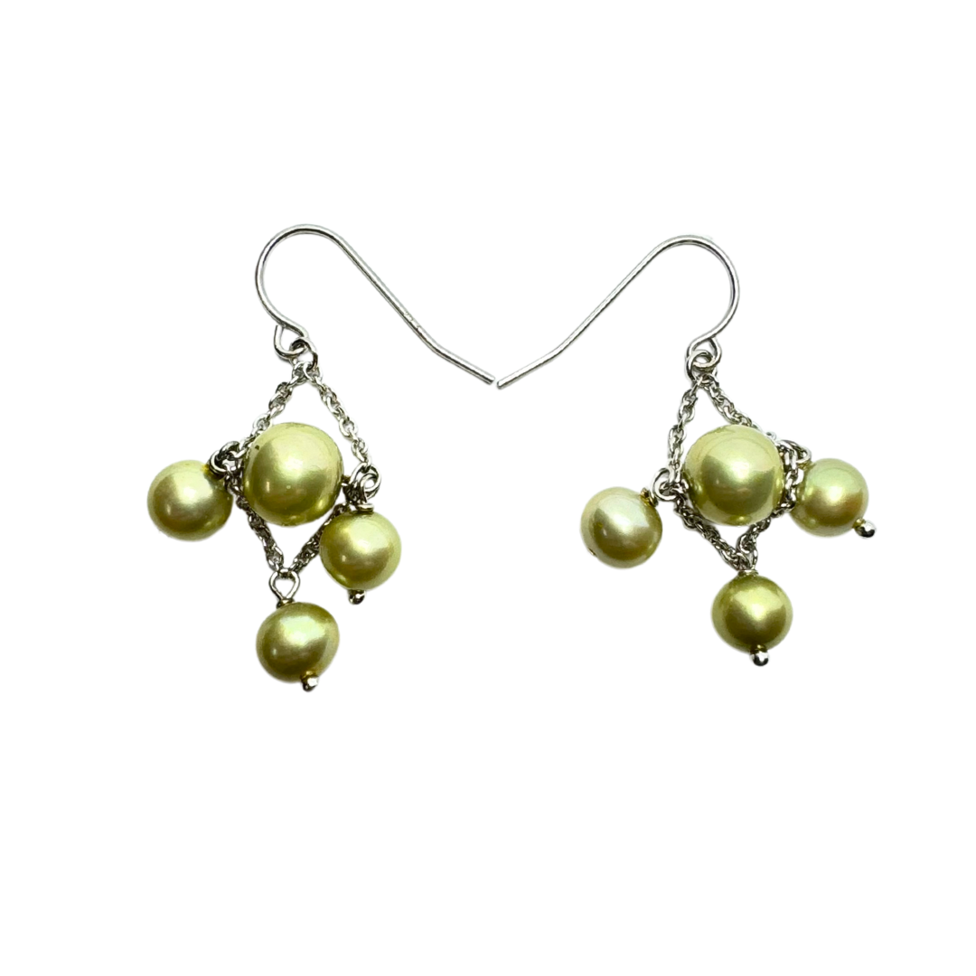 Honora Freshwater Pearl Green Dangle SS Earrings