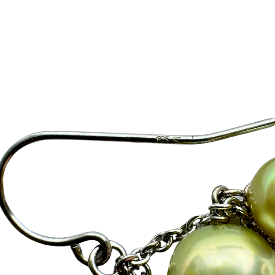 Honora Freshwater Pearl Green Dangle SS Earrings