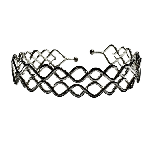 Quadruple Wave SS Bracelet Cuff