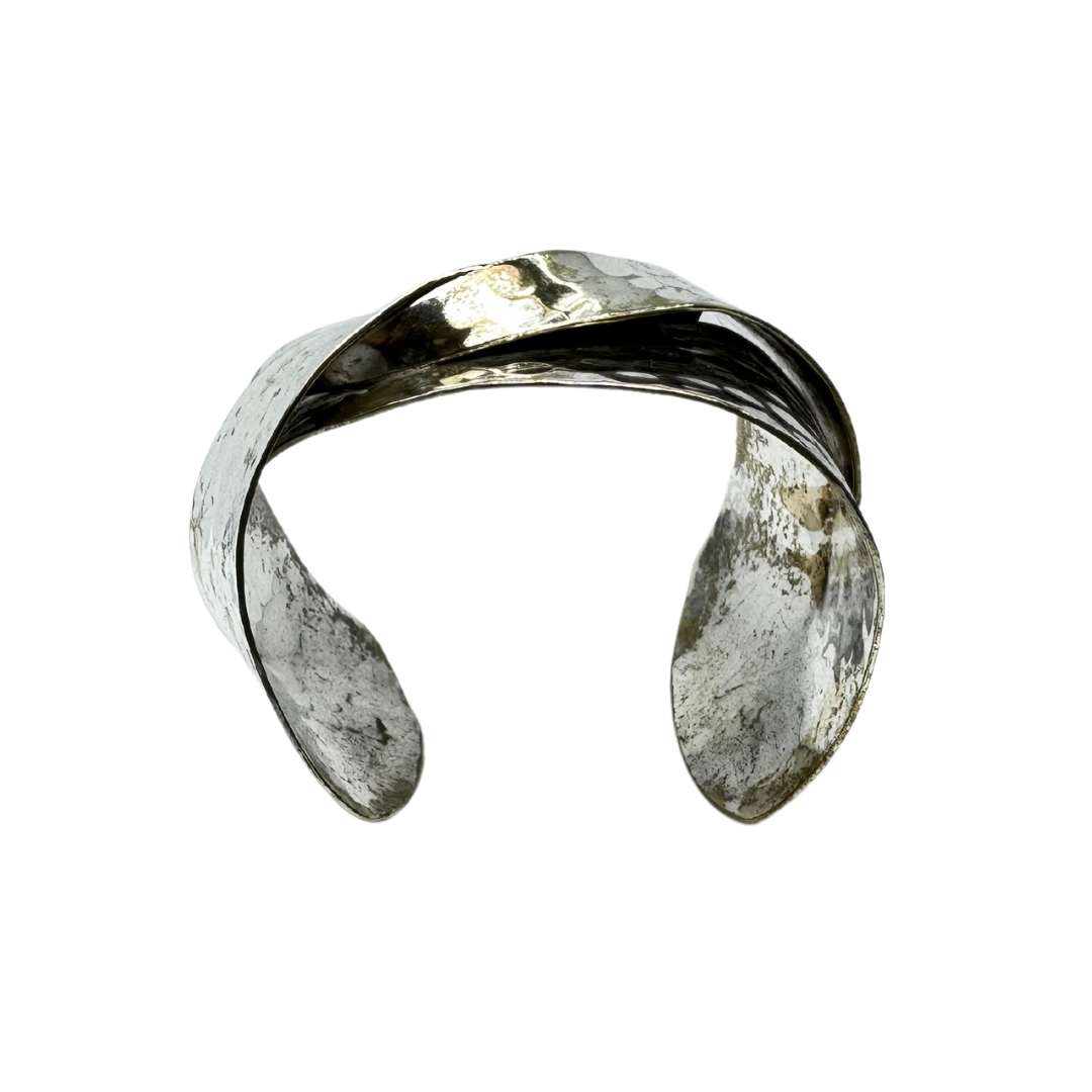 Hammered Silver Plated Brass Cuff Bracelet