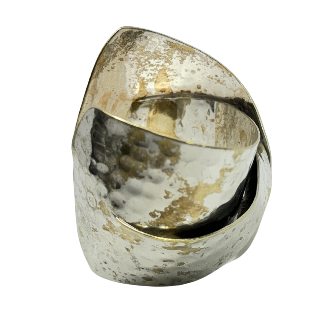 Hammered Silver Plated Brass Cuff Bracelet