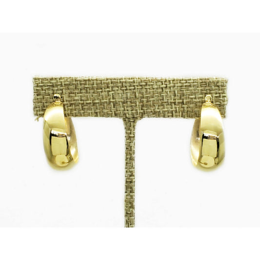 9mm Wide Bottom Hoop Earrings 14k Gold