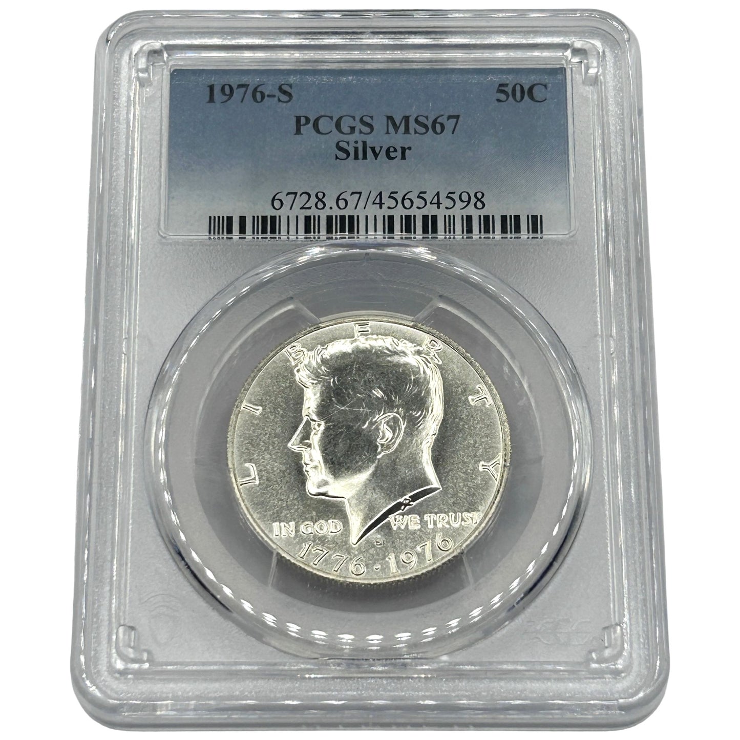 1976-S JFK 50C Silver Kennedy Half Dollar Halve - PCGS MS 67