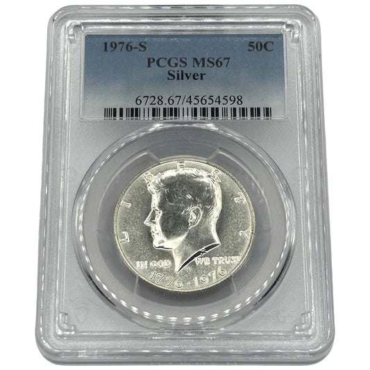 1976-S JFK 50C Silver Kennedy Half Dollar Halve - PCGS MS 67