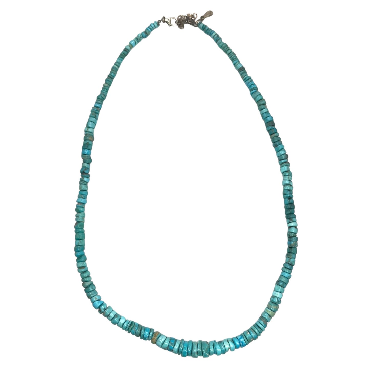 925 Sterling Silver Natural Turquoise Beaded Necklace Mexico TF Southwestern