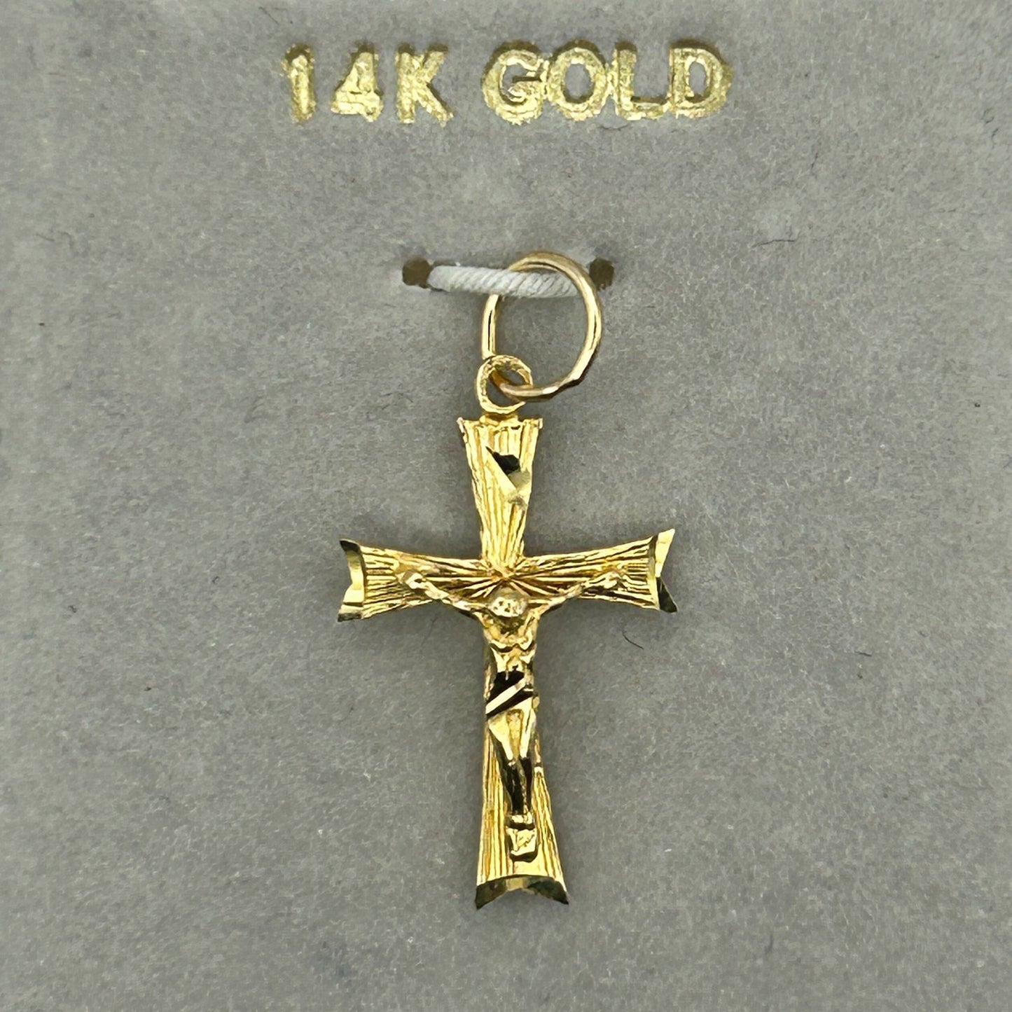 14K Gold Crucifix Necklace Pendant 20mm x 12mm x 3mm 0.7g