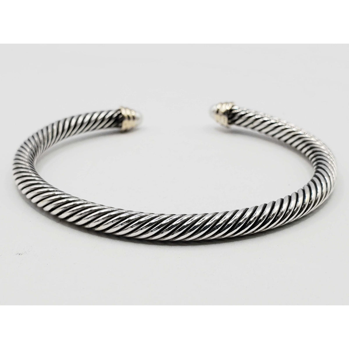 David Yurman Classic Cable Cuff Bracelet 5mm Pearl Sterling Silver 14k Large