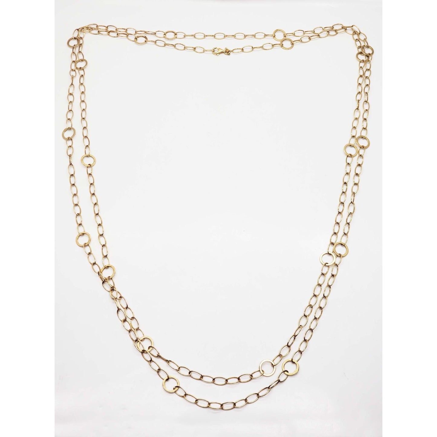 Extra Long Oval & Round Link Chain Necklace 14k Gold 71" Opera Length