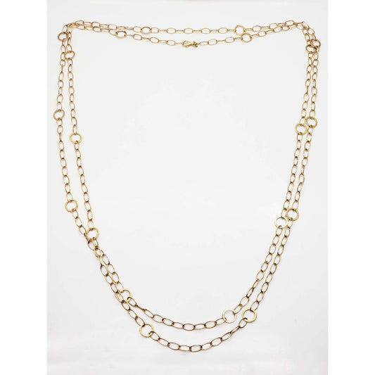 Extra Long Oval & Round Link Chain Necklace 14k Gold 71" Opera Length