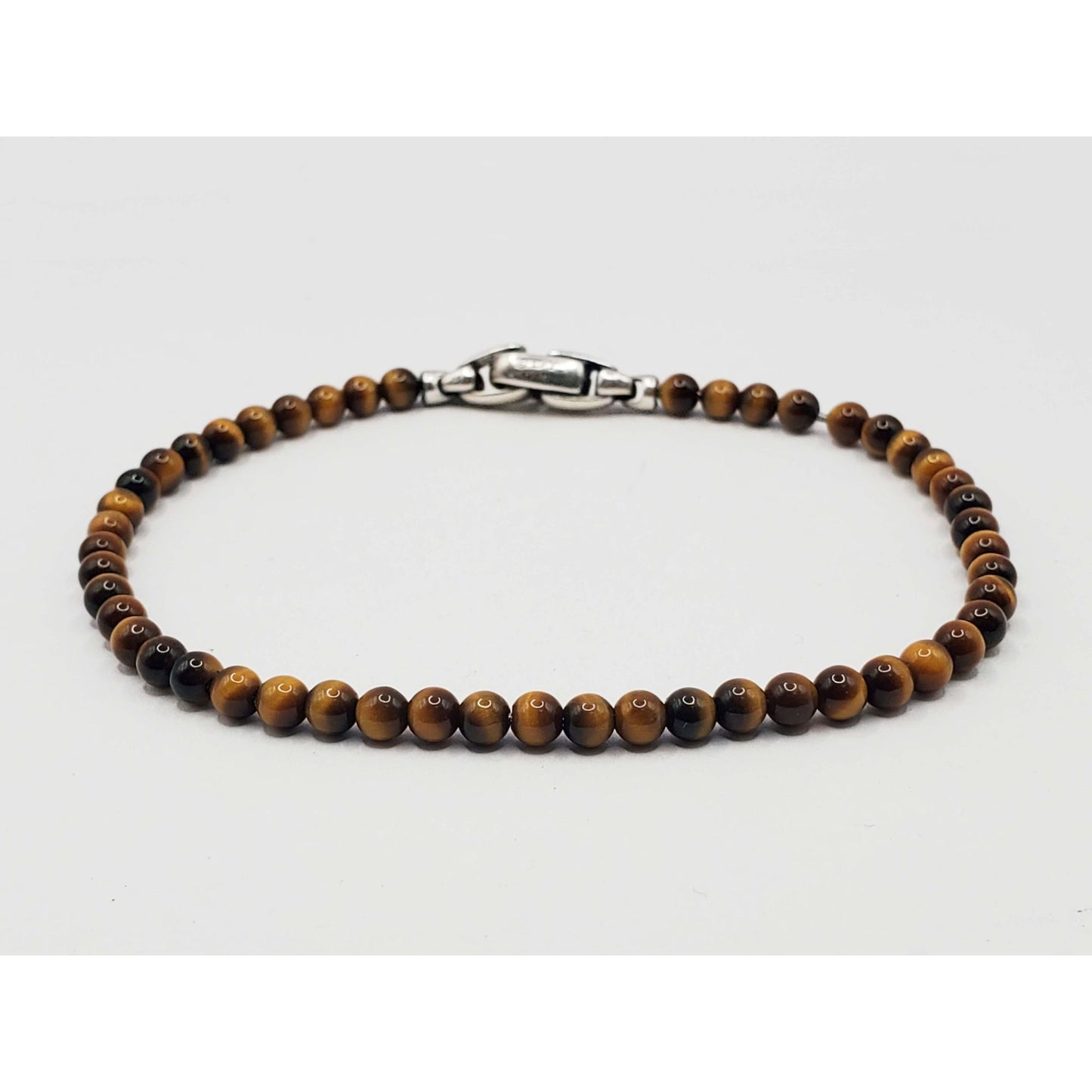 David Yurman Men's Spiritual Beads Bracelet Tiger's Eye with Sterling Silver