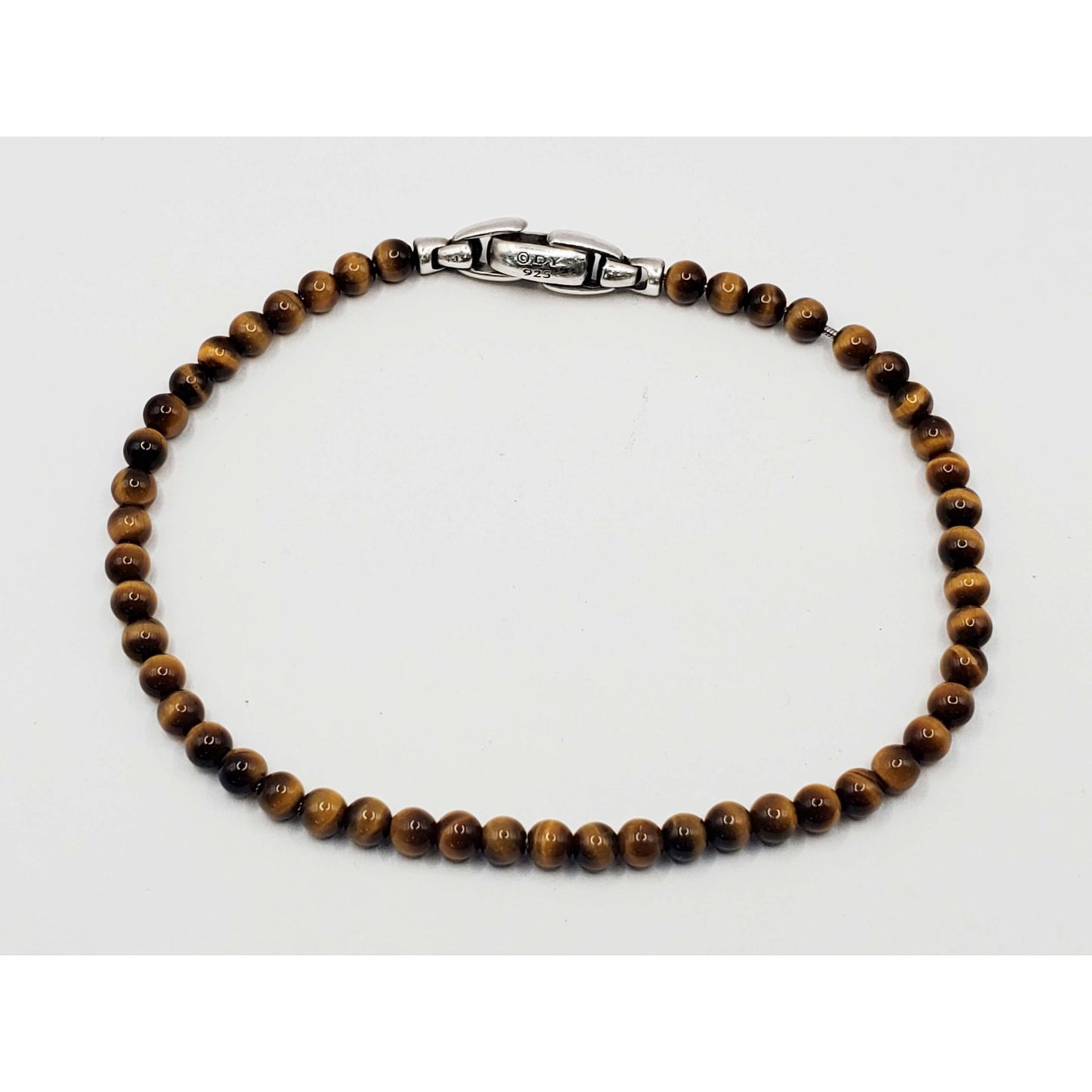 David Yurman Men's Spiritual Beads Bracelet Tiger's Eye with Sterling Silver
