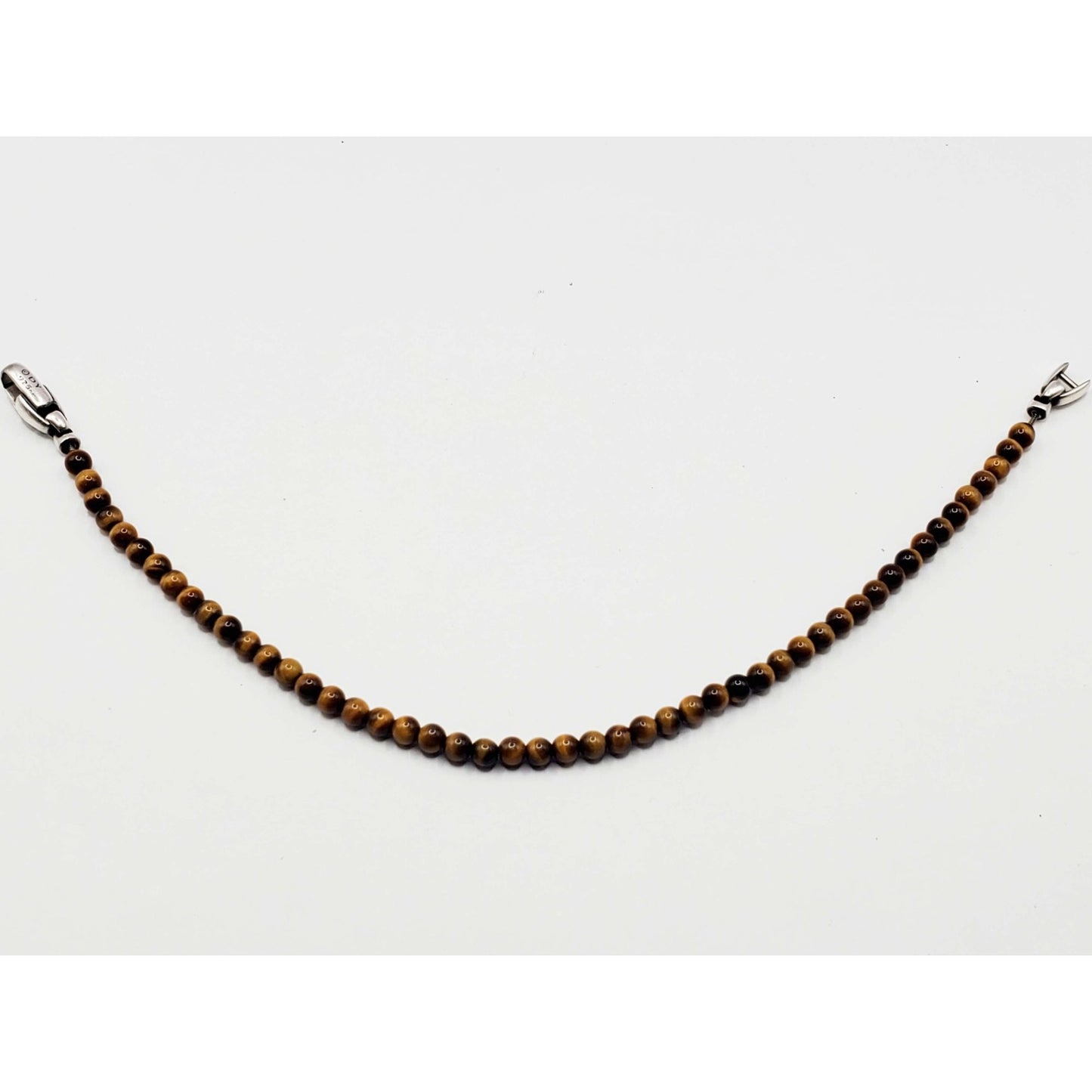 David Yurman Men's Spiritual Beads Bracelet Tiger's Eye with Sterling Silver
