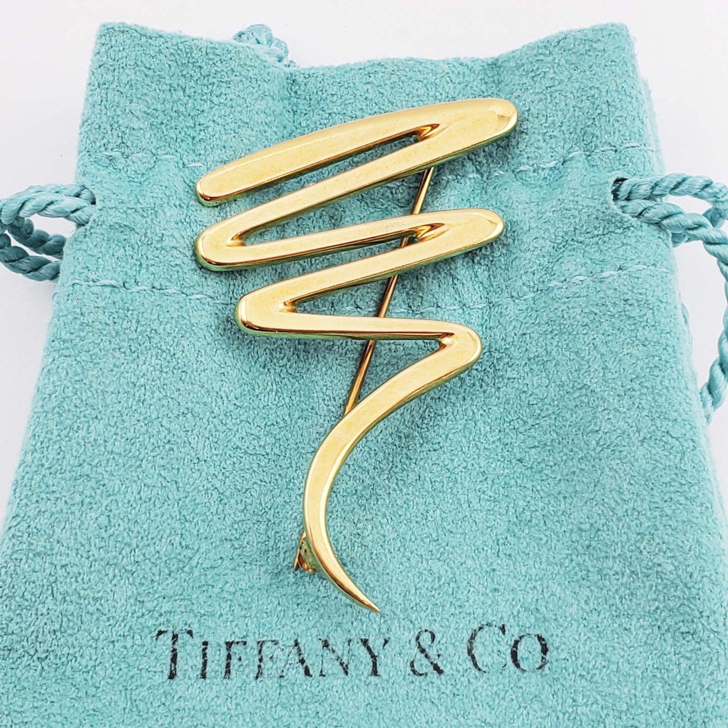 Tiffany & Co Paloma Picasso Scribble Brooch Pin 18k Gold