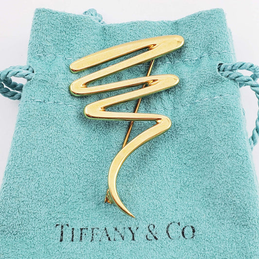 Tiffany & Co Paloma Picasso Scribble Brooch Pin 18k Gold