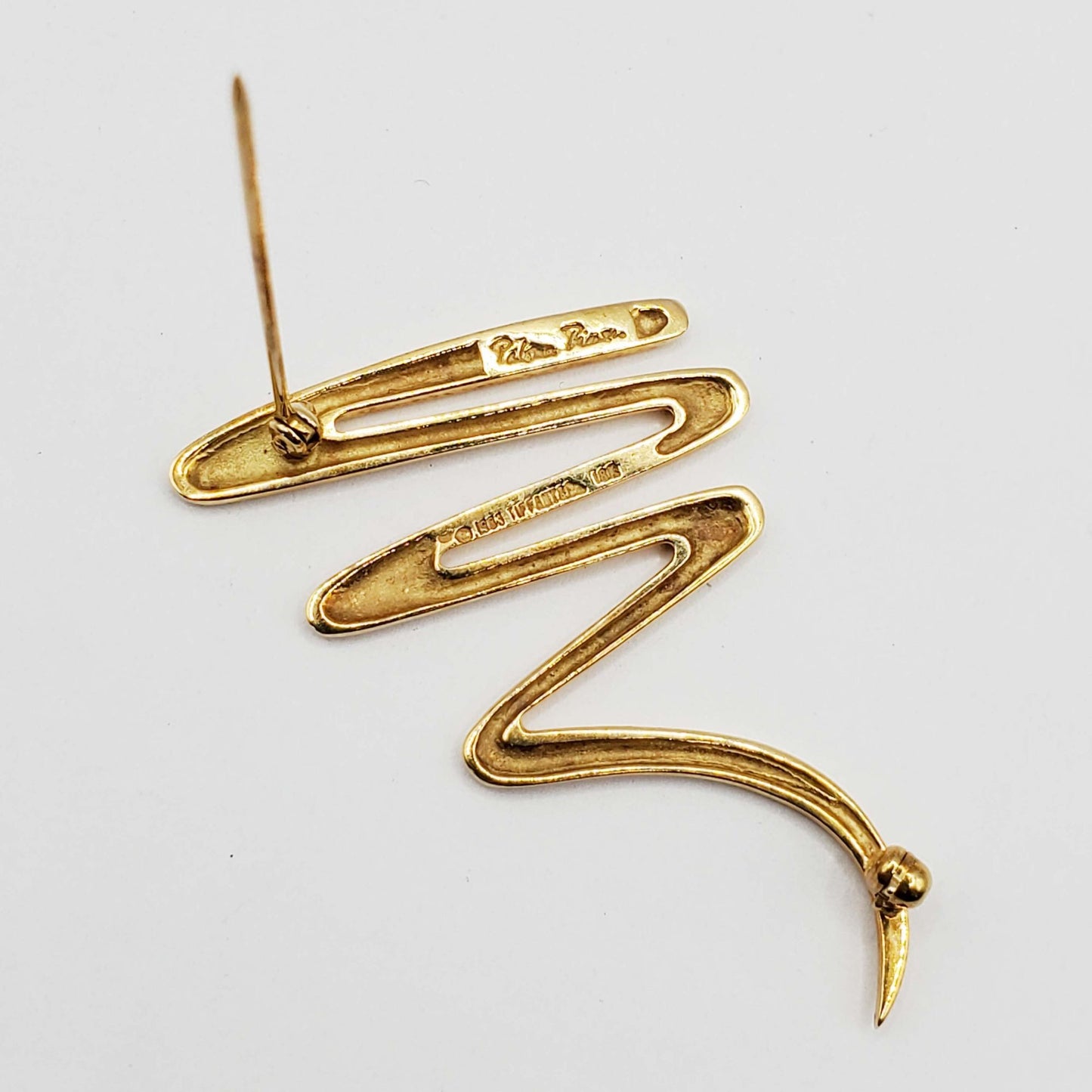 Tiffany & Co Paloma Picasso Scribble Brooch Pin 18k Gold