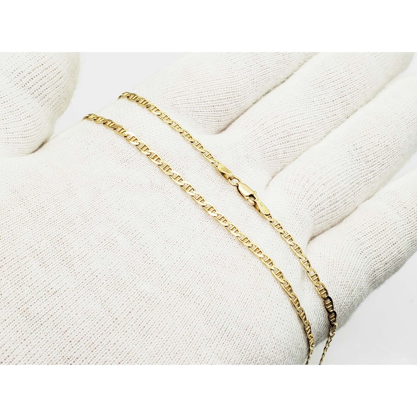 3mm Wide Mariner Chain Necklace 14k Gold 20" Long