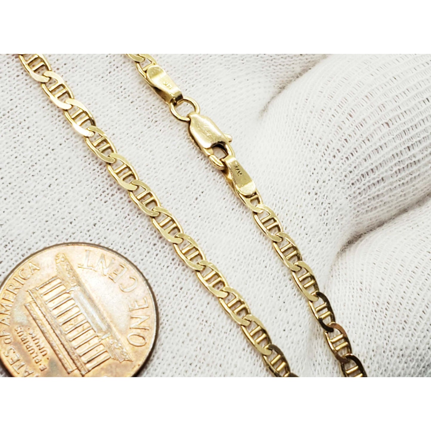 3mm Wide Mariner Chain Necklace 14k Gold 20" Long