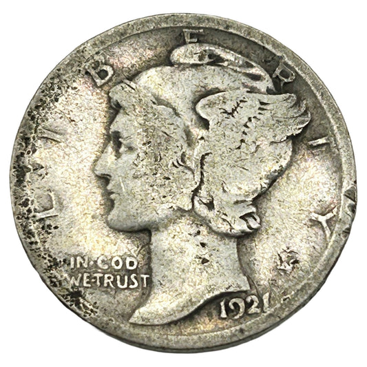 1921-P Mercury Dime Circulated G/VG Condition - Key Date