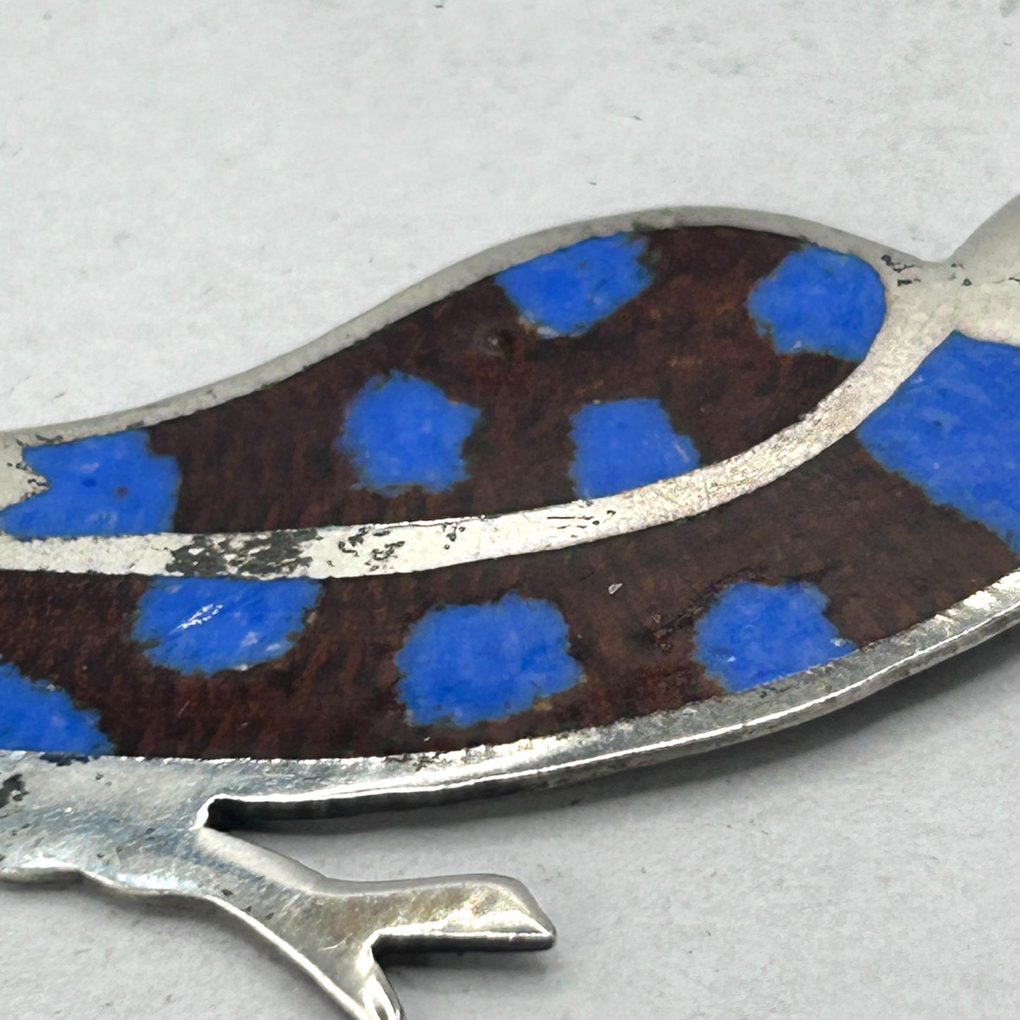 Vintage 925 Sterling Silver Elongated Oval Turquoise Brooch Pin