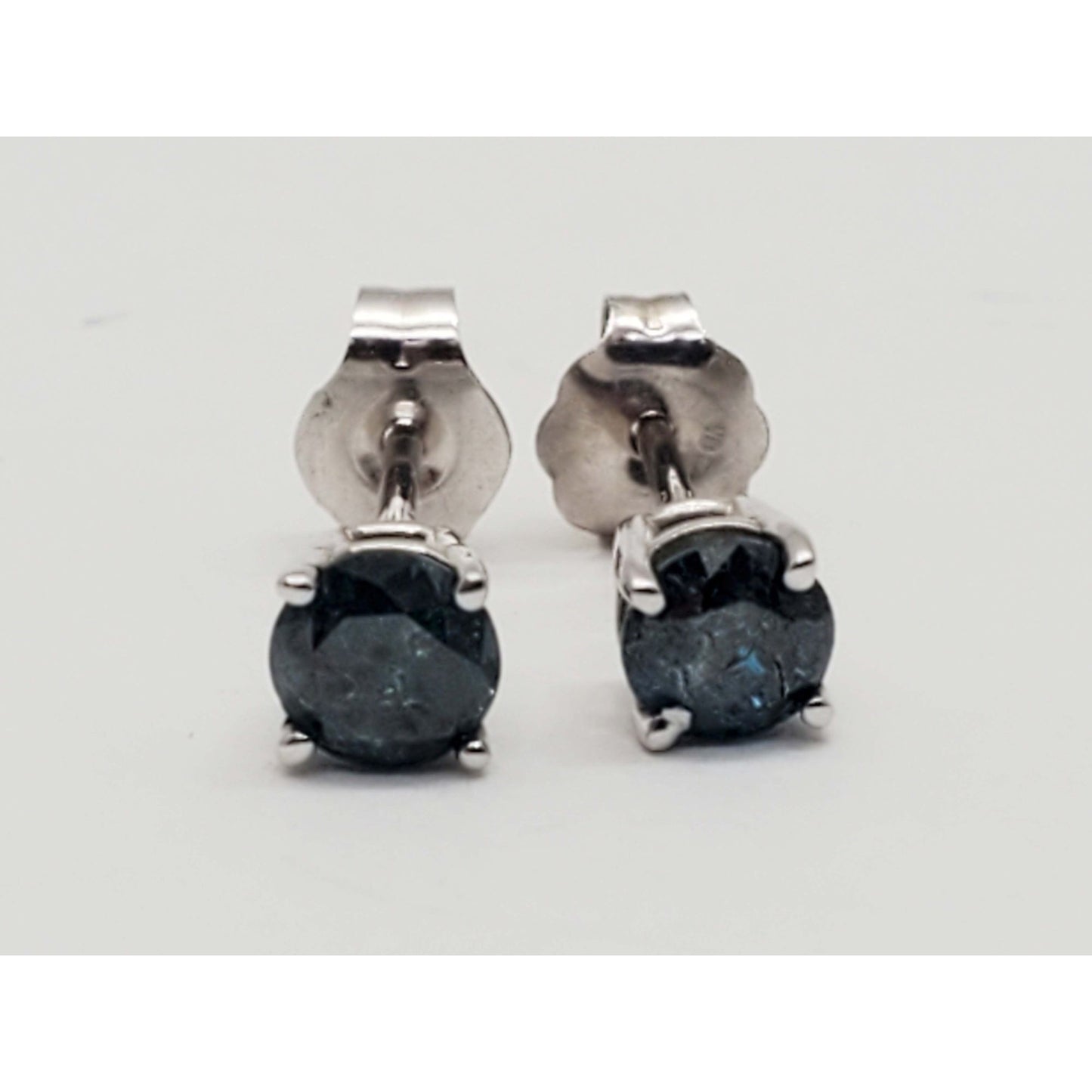 0.3 ctw Natural Blue Diamond Stud Earrings 14k White Gold
