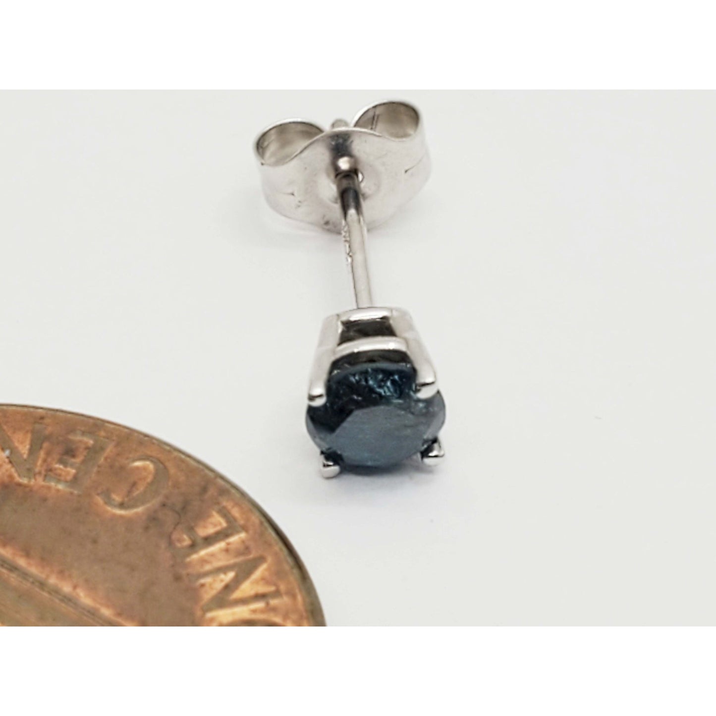 0.3 ctw Natural Blue Diamond Stud Earrings 14k White Gold