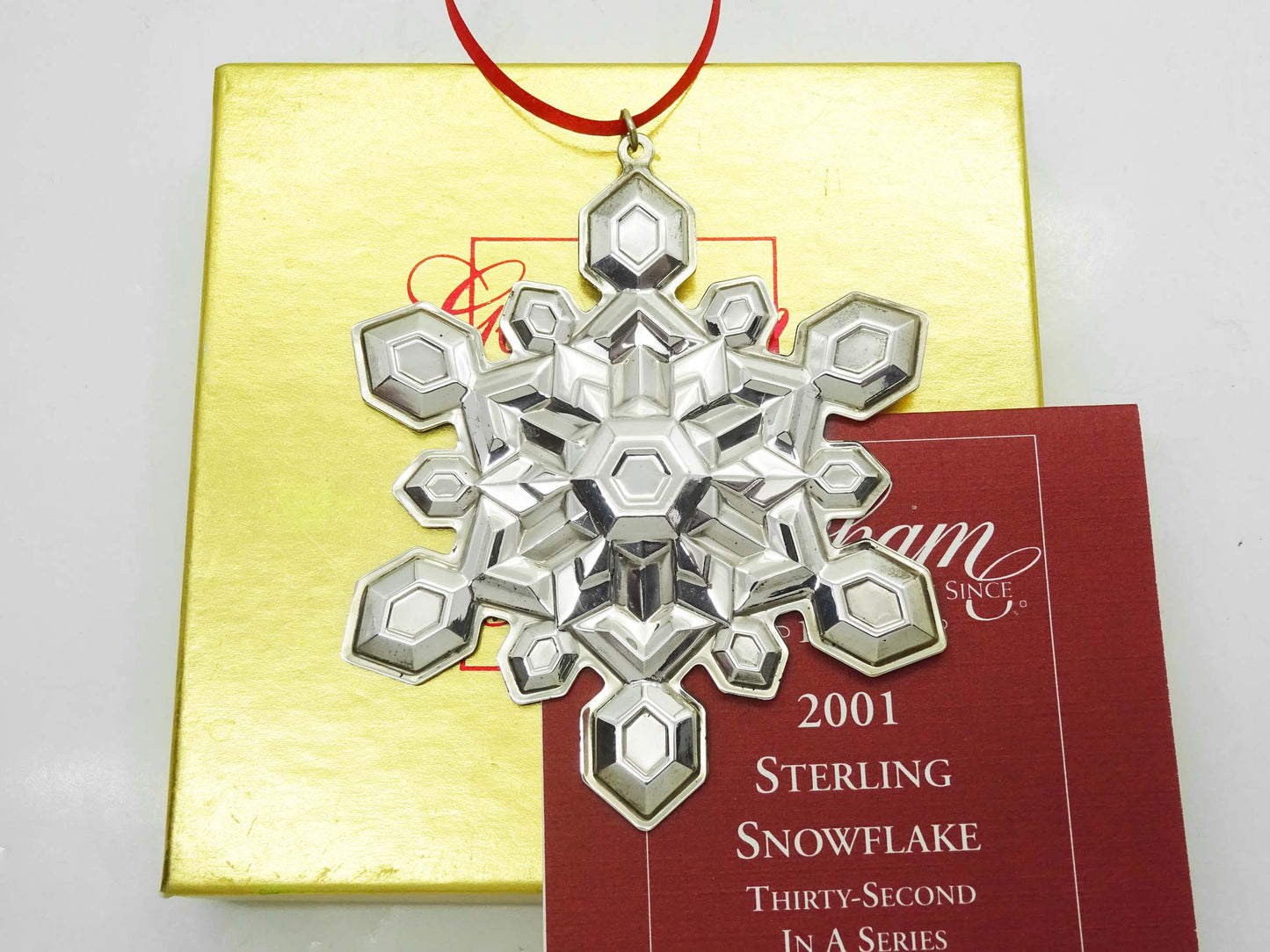 Vintage Gorham 2001 Christmas Snowflake Ornament Sterling Silver w/Box