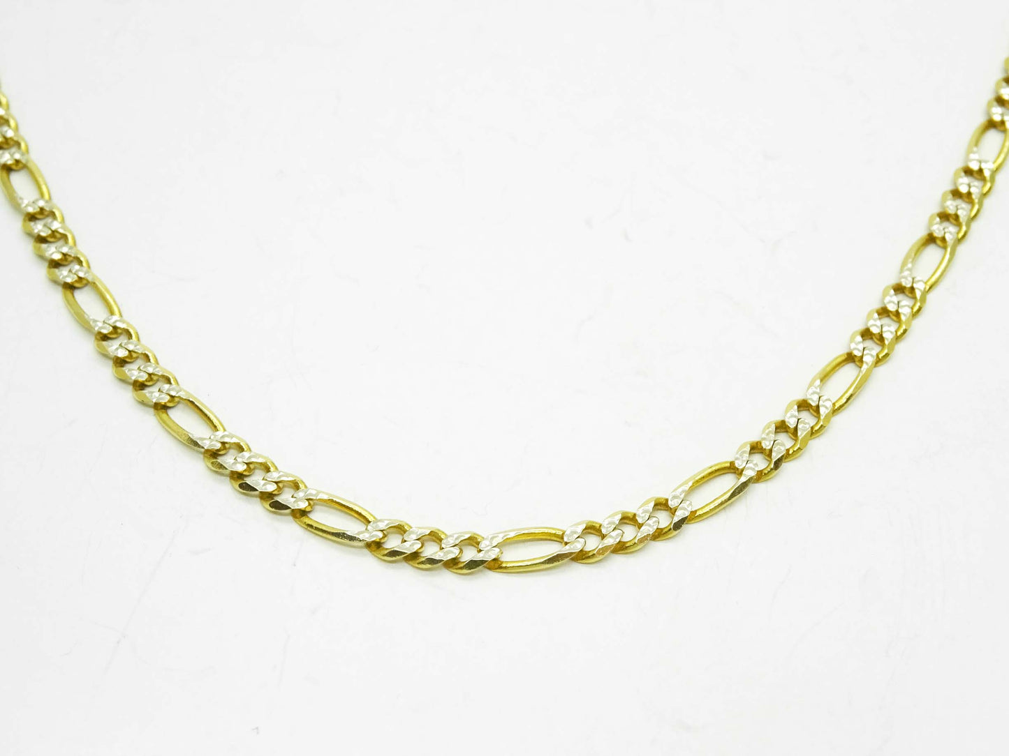 3mm Wide Figaro Chain Necklace 14k Two-Tone Gold 19" Long 8.7 Grams