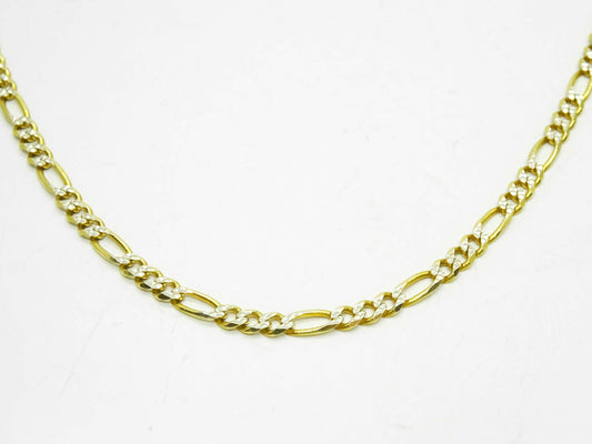 3mm Wide Figaro Chain Necklace 14k Two-Tone Gold 19" Long 8.7 Grams