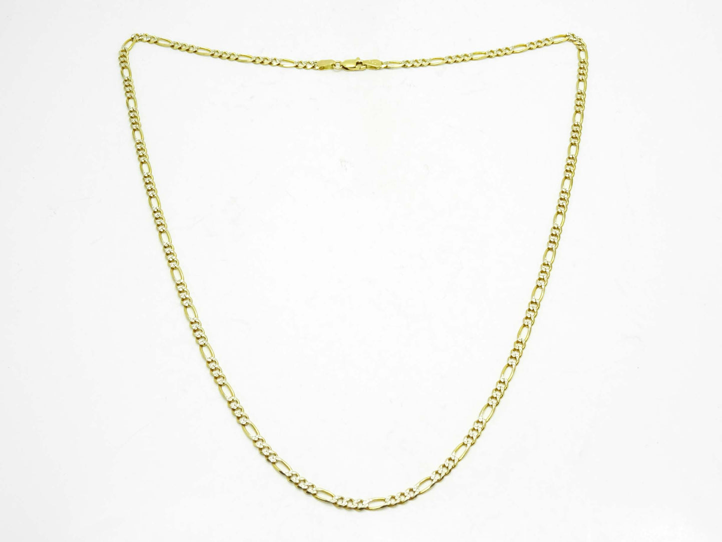 3mm Wide Figaro Chain Necklace 14k Two-Tone Gold 19" Long 8.7 Grams